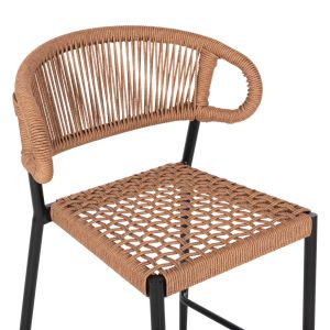 Bar stool medium height Eulo Hm6087,03 aluminum black - synthetic rattan 60x56,5x99cm
