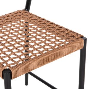 Bar stool medium height Eulo Hm6087,03 aluminum black - synthetic rattan 60x56,5x99cm