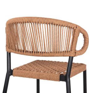 Bar stool medium height Eulo Hm6087,03 aluminum black - synthetic rattan 60x56,5x99cm