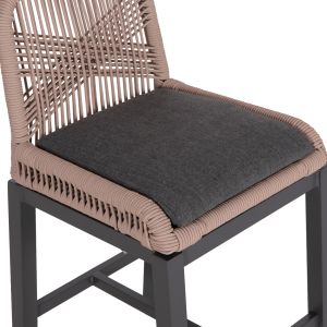 Bar stool medium height Howard Hm5791.21 aluminum in anthracite -- rope in beige 47.5x55x94.5in cm.