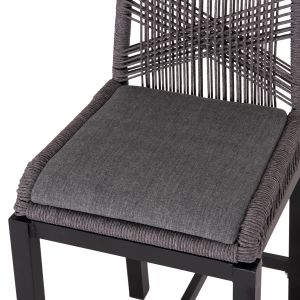 Bar stool medium height Howard Hm5791.23 aluminum in black - dark gray rope 47.5x55x94.5cm.