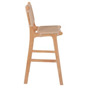 Бар стол средна височина каучуково дърво естествен цвят 45x46x95hcm Hm9332.01