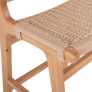 Бар стол средна височина каучуково дърво естествен цвят 45x46x95hcm Hm9332.01