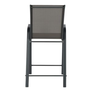 BAR CHAIR WITH MEDIUM HEIGHT CALAN METAL-TEXTILE IN DARK GREY COLOR 55X70X114CM