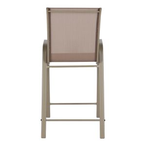 BAR CHAIR WITH MEDIUM HEIGHT CALAN CHAMPAGNE COLOR METAL-TEXTILE IN LIGHT BROWN COLOR 55X70X114CM