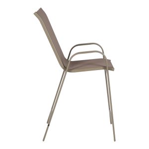 BAR CHAIR WITH MEDIUM HEIGHT CALAN CHAMPAGNE COLOR METAL-TEXTILE IN LIGHT BROWN COLOR 55X70X114CM