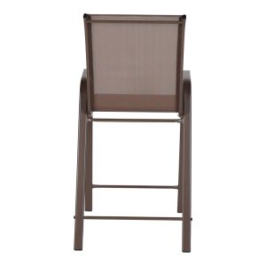 CALAN MEDIUM HEIGHT BAR CHAIR, DARK BROWN, BROWN METAL-TEXTILE, 55X70X114CM