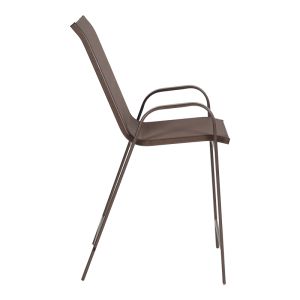 CALAN MEDIUM HEIGHT BAR CHAIR, DARK BROWN, BROWN METAL-TEXTILE, 55X70X114CM
