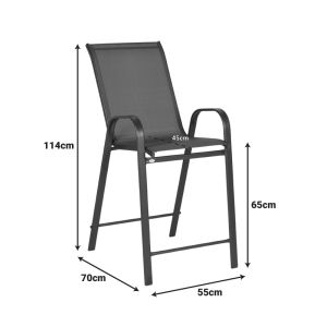 CALAN MEDIUM HEIGHT BAR CHAIR, DARK BROWN, BROWN METAL-TEXTILE, 55X70X114CM
