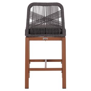 Howard Hm5791.22 medium height bar stool, aluminum in brown - dark gray rope 47.5x55x94.5hcm.