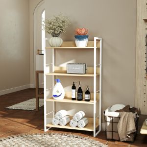 Dorfie bookcase in natural color with white metal 70x30x124.5 cm