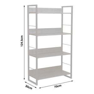 Dorfie bookcase in natural color with white metal 70x30x124.5 cm