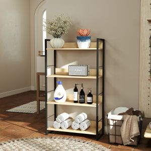Dorfie bookcase in natural color with black metal 70x30x124.5 cm