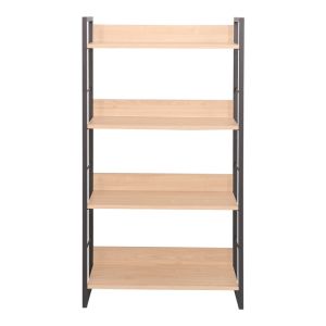 Dorfie bookcase in natural color with black metal 70x30x124.5 cm
