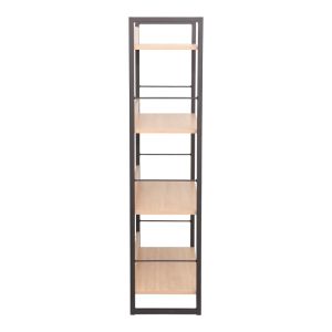 Dorfie bookcase in natural color with black metal 70x30x124.5 cm