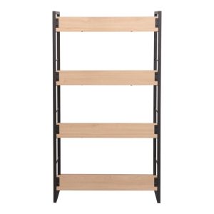 Dorfie bookcase in natural color with black metal 70x30x124.5 cm