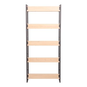 Dorfie bookcase in natural color with black metal 70x30x159 cm
