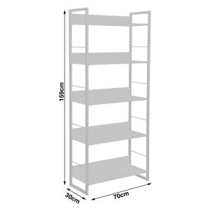 Dorfie bookcase in natural color with black metal 70x30x159 cm