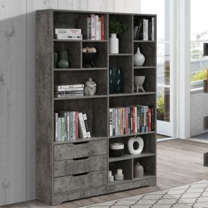 Bookcase Lucinda gray oak 120x29.8x180.5cm