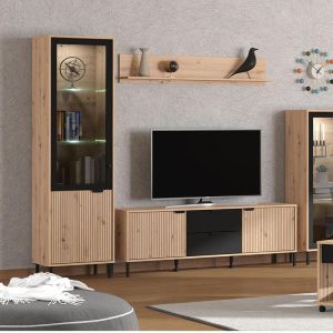 Mayenne bookcase, artisan oak color-matte black 55x40x195cm