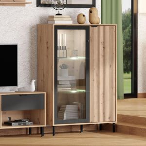 Mayenne bookcase, artisan oak color-matte black 93x40x138cm