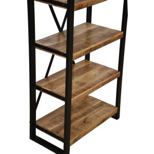 Miles mango wood bookcase in natural black color 80x40x180 cm