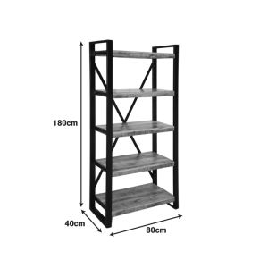 Miles mango wood bookcase in natural black color 80x40x180 cm