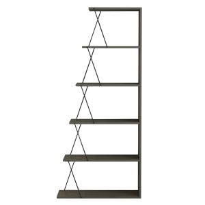 Mini Tars bookcase, olive-gray melamine, black metal rods, 65x22-24x146hcm Hm2241,13