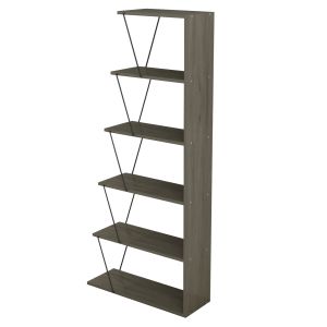 Mini Tars bookcase, olive-gray melamine, black metal rods, 65x22-24x146hcm Hm2241,13