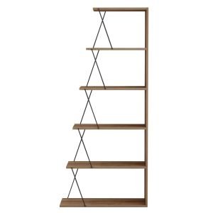 Mini Tars bookcase, melamine natural oak, black metal rods, 65x22-24x146hcm Hm2241,14