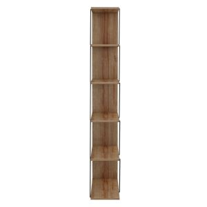 Mini Tars bookcase, melamine natural oak, black metal rods, 65x22-24x146hcm Hm2241,14