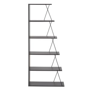 Mini Tars bookcase, grey melamine, black metal rods, 65x22-24x146hcm Hm2241.20