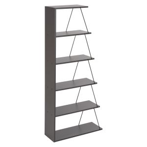 Mini Tars bookcase, grey melamine, black metal rods, 65x22-24x146hcm Hm2241.20
