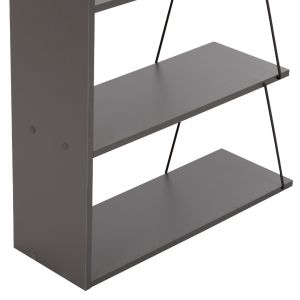 Mini Tars bookcase, grey melamine, black metal rods, 65x22-24x146hcm Hm2241.20