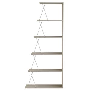 Mini Tars bookcase, melamine sonoma, white metal rods, 65x22-24x146hcm Hm2241,11