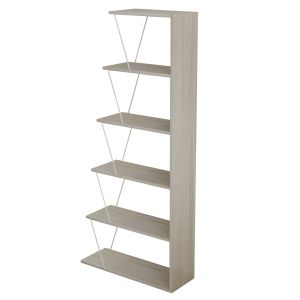 Mini Tars bookcase, melamine sonoma, white metal rods, 65x22-24x146hcm Hm2241,11