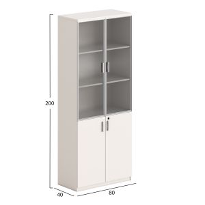Newline Hm18281 melamine bookcase in white and brown - glass 80x40x200cm.