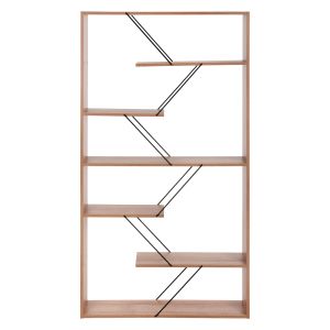 Tars bookcase, melamine natural oak, black metal rods, 84x24x157hcm Hm2240,14