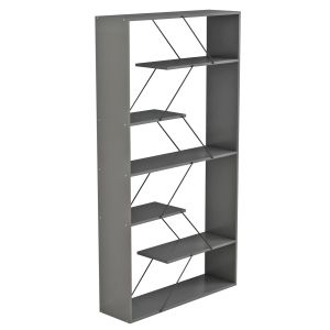 Tars bookcase, grey melamine, black metal rods, 84x24x157hcm Hm2240,20