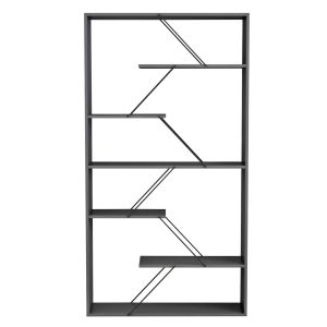 Tars bookcase, grey melamine, black metal rods, 84x24x157hcm Hm2240,20