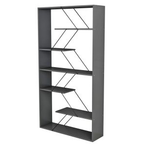 Tars bookcase, grey melamine, black metal rods, 84x24x157hcm Hm2240,20