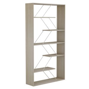 Tars bookcase, sonoma melamine, white metal rods, 84x24x157hcm Hm2240,11