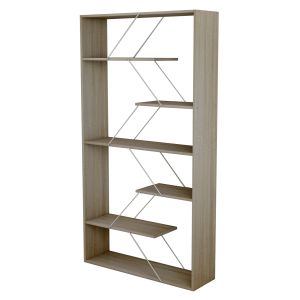 Tars bookcase, sonoma melamine, white metal rods, 84x24x157hcm Hm2240,11