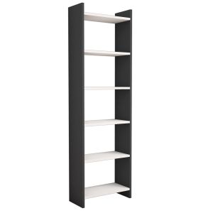 Melamine bookcase dark gray-white 48.5x22x160cm Hm9226.13