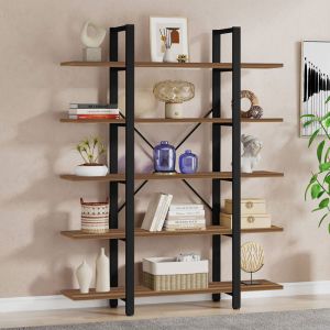 Esthon shelf walnut/black 120x28x180cm