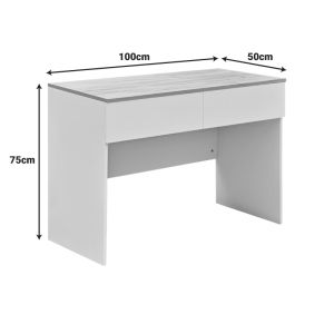Beleton desk with drawers made of Mdf in oak-white color 100x50x75cm