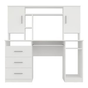 Бюро Keldra с чекмеджета и шкафове в бял цвят 140x59.8x142.2см
