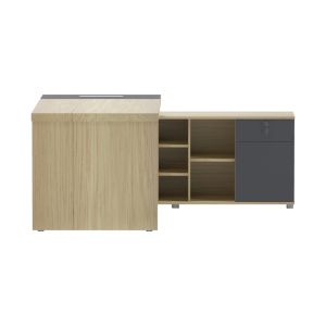 Lotus desk with right corner in natural anthracite color 160x160x75cm