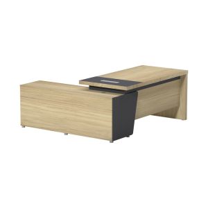 Lotus desk with right corner in natural anthracite color 160x160x75cm