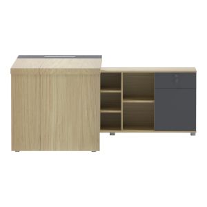 Lotus desk with right corner in natural anthracite color 180x180x75cm